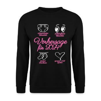 Werdende Eltern 2024 Babybauch Vorhersage - Unisex Pullover - Schwarz - Vorne - Alina (178cm) & Michal (187cm)
