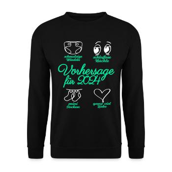 Werdende Eltern 2024 Babybauch Vorhersage - Unisex Pullover - Schwarz - Vorne - Alina (178cm) & Michal (187cm)