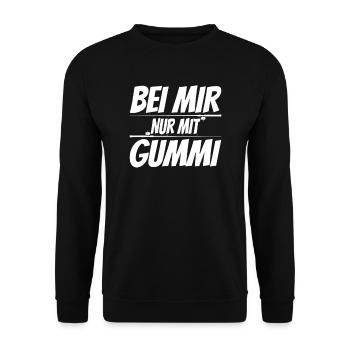Bei mir nur mit Gummi - Lustiges Spinnfischen - Unisex Pullover - Schwarz - Vorne - Alina (178cm) & Michal (187cm)