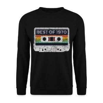 1970 Jahrgang | Best of 1970 | 1970 Retro Musik - Unisex Pullover - Schwarz - Vorne - Alina (178cm) & Michal (187cm)