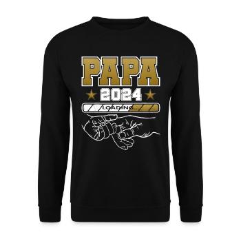 Father-to-be - Dad 2024 loading - Unisex Sweatshirt - black - Front - Alina (178cm) & Michal (187cm)