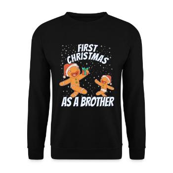 First Christmas as a brother - gingerbread - Unisex Sweatshirt - black - Front - Alina (178cm) & Michal (187cm)