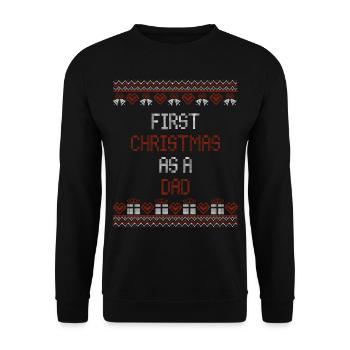 Erstes Weihnachten als Papa - Weihnachts ugly - Unisex Pullover - Schwarz - Vorne - Alina (178cm) & Michal (187cm)
