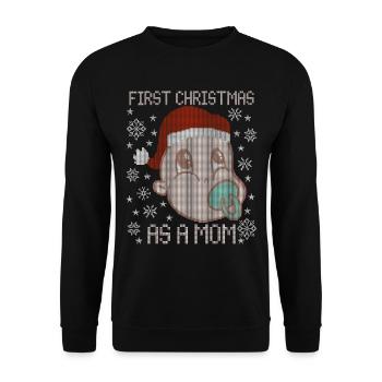 Premier Noël en tant que maman - Père Noël moche - Sweat-shirt Unisexe - noir - Devant - Alina (178cm) & Michal (187cm)