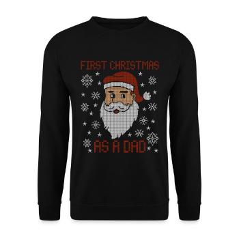Erstes Weihnachten als Papa - Weihnachts ugly - Unisex Pullover - Schwarz - Vorne - Alina (178cm) & Michal (187cm)
