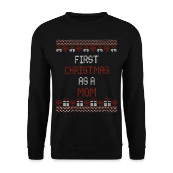 Premier Noël en tant que maman - Père Noël moche - Sweat-shirt Unisexe - noir - Devant - Alina (178cm) & Michal (187cm)