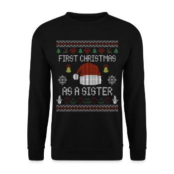 Premier Noël en tant que sœur - Noël moche - Sweat-shirt Unisexe - noir - Devant - Alina (178cm) & Michal (187cm)