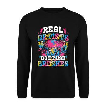 Cool Artistry Pouring Color Acrylic Painting - Unisex Sweatshirt - black - Front - Alina (178cm) & Michal (187cm)