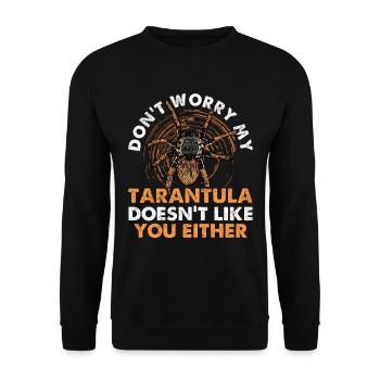 Sorgen Sie Sich Nicht, Meine Tarantula Mag Sie - Unisex Pullover - Schwarz - Vorne - Alina (178cm) & Michal (187cm)