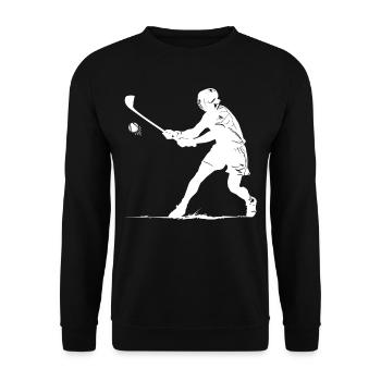 Hurling Ireland Irish Sport Gaelic Sliotar Hurler - Unisex Sweatshirt - black - Front - Alina (178cm) & Michal (187cm)
