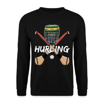 Hurling Ireland Irish Sport Gaelic Sliotar Hurler - Unisex Sweatshirt - black - Front - Alina (178cm) & Michal (187cm)