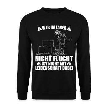 Lager - Wer nicht Flucht ist nicht mit - Unisex Pullover - Schwarz - Vorne - Alina (178cm) & Michal (187cm)