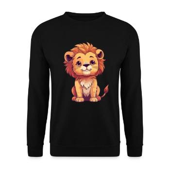 Tierliebhaber - Niedliche Tiergrafik - Löwe - Unisex Pullover - Schwarz - Vorne - Alina (178cm) & Michal (187cm)