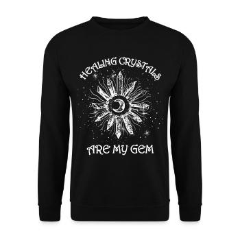 Funny Gemstone Chakra Healer Spiritual - Unisex Sweatshirt - black - Front - Alina (178cm) & Michal (187cm)