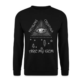 Funny Gemstone Chakra Healer Spiritual - Unisex Sweatshirt - black - Front - Alina (178cm) & Michal (187cm)