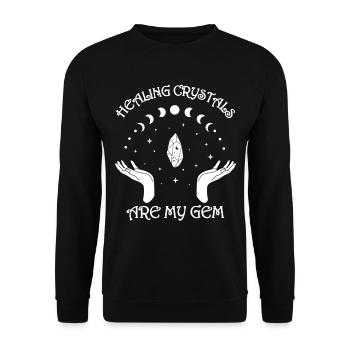 Funny Gemstone Chakra Healer Spiritual - Unisex Sweatshirt - black - Front - Alina (178cm) & Michal (187cm)