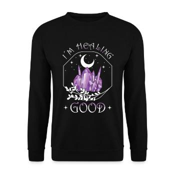 Funny Gemstone Chakra Healer Spiritual - Unisex Sweatshirt - black - Front - Alina (178cm) & Michal (187cm)