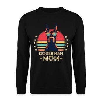 Dobermann mit sonnenbrille retro - Unisex Pullover - Schwarz - Vorne - Alina (178cm) & Michal (187cm)