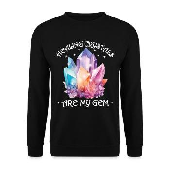 Funny Gemstone Chakra Healer Spiritual - Unisex Sweatshirt - black - Front - Alina (178cm) & Michal (187cm)