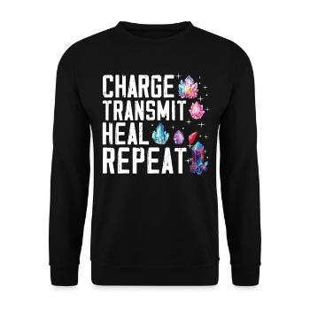 Lustige Edelstein -Chakra -Heilerin Spirituelle - Unisex Pullover - Schwarz - Vorne - Alina (178cm) & Michal (187cm)