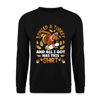 Thanksgiving Bowl Bowler Strike Pin Sport Bowling - Sweat-shirt Unisexe - noir - Devant - Alina (178cm) & Michal (187cm)