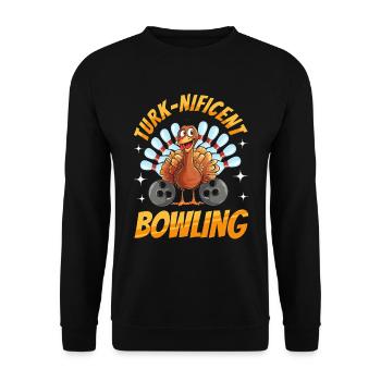 Thanksgiving Bowl Bowler Strike Pin Sport Bowling - Sweat-shirt Unisexe - noir - Devant - Alina (178cm) & Michal (187cm)