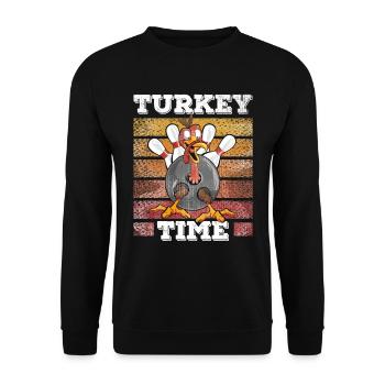 Thanksgiving Bowl Bowler Strike Pin Sport Bowling - Unisex Sweatshirt - black - Front - Alina (178cm) & Michal (187cm)
