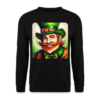 Saint Patricks Day Irish Kobold Leprechaun Wichtel - Unisex Pullover - Schwarz - Vorne - Alina (178cm) & Michal (187cm)