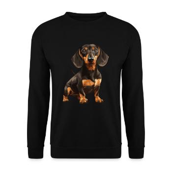 Amoureux des chiens - race de chien teckel - mignon - Sweat-shirt Unisexe - noir - Devant - Alina (178cm) & Michal (187cm)