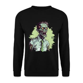 Cooles Halloween -Kostüm - Gruseliger Zombie - Unisex Pullover - Schwarz - Vorne - Alina (178cm) & Michal (187cm)