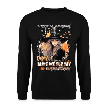 Halloween -Kostüm - Lass Mich Nicht Meinen - Unisex Pullover - Schwarz - Vorne - Alina (178cm) & Michal (187cm)