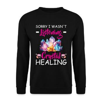 Edelstein -Chakra -Heiler Spirituelle - Unisex Pullover - Schwarz - Vorne - Alina (178cm) & Michal (187cm)