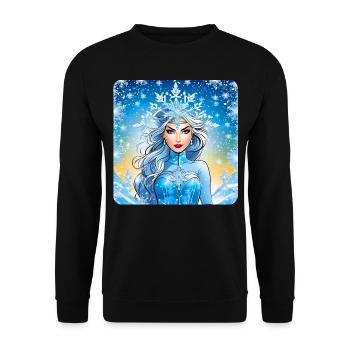 Winter Eiskönigin mit Eiskristallen - Unisex Pullover - Schwarz - Vorne - Alina (178cm) & Michal (187cm)