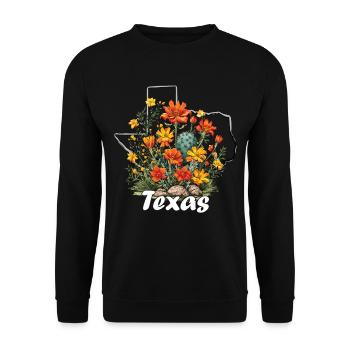 Drapeau du Texas avec printemps floral Texas - Sweat-shirt Unisexe - noir - Devant - Alina (178cm) & Michal (187cm)