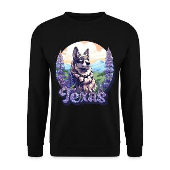 Texas Bluebonnet Mit Floralem Frühling Texas - Unisex Pullover - Schwarz - Vorne - Alina (178cm) & Michal (187cm)