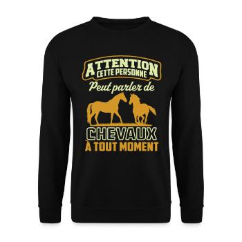 parler de chevaux à tout moment - Sweat-shirt Unisexe - noir - Devant - Alina (178cm) & Michal (187cm)