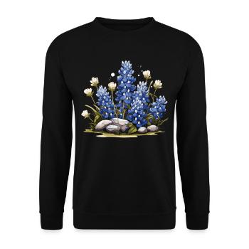 Texas Bluebonnet Mit Floralem Frühling Texas - Unisex Pullover - Schwarz - Vorne - Alina (178cm) & Michal (187cm)