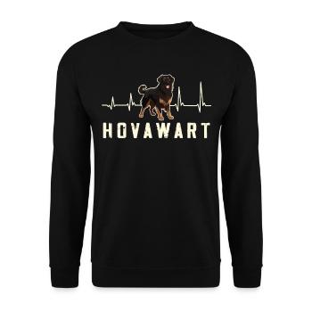 Herzschlag Hovawart besitzer Bauernhund - Unisex Pullover - Schwarz - Vorne - Alina (178cm) & Michal (187cm)