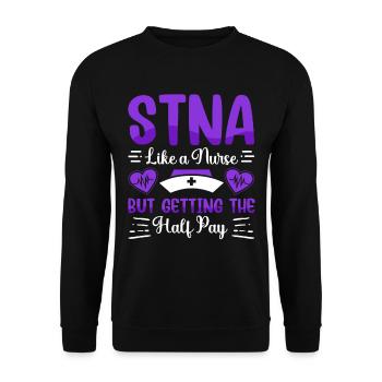 But the half - STNA State tested - Unisex Sweatshirt - black - Front - Alina (178cm) & Michal (187cm)