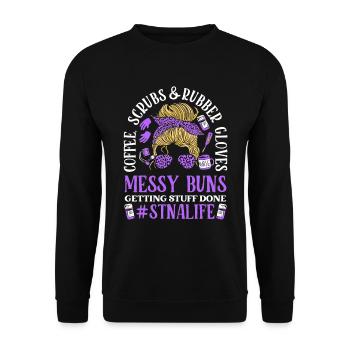 Coffee Scrubs Nurse's Assistant - Unisex Sweatshirt - black - Front - Alina (178cm) & Michal (187cm)