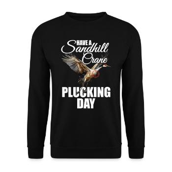 « Passez une journée de puling de grue du Canada » Sandhill - Sweat-shirt Unisexe - noir - Devant - Alina (178cm) & Michal (187cm)