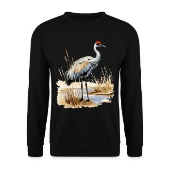 Vogelbeobachtung Sandhill Crane Nebraska Sandhill - Unisex Pullover - Schwarz - Vorne - Alina (178cm) & Michal (187cm)