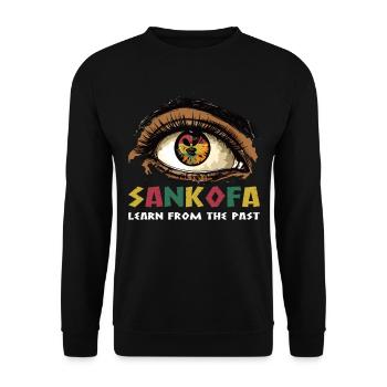 Art « Sankofa apprenant du passé » - Sweat-shirt Unisexe - noir - Devant - Alina (178cm) & Michal (187cm)