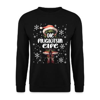 Weihnachtsoutfit Fluglotsin Wichtel - Unisex Pullover - Schwarz - Vorne - Alina (178cm) & Michal (187cm)