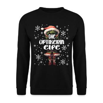 Weihnachtsoutfit Optikerin Wichtel - Unisex Pullover - Schwarz - Vorne - Alina (178cm) & Michal (187cm)