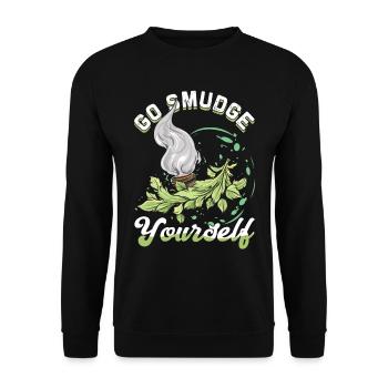 Smudge Sage Feather Spiritual Witchcraft - Unisex Sweatshirt - black - Front - Alina (178cm) & Michal (187cm)