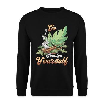 Smudge Sage Feather Spiritual Witchcraft - Unisex Sweatshirt - black - Front - Alina (178cm) & Michal (187cm)