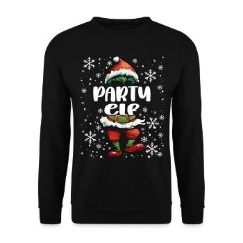 Weihnachtsoutfit Party Elf - Unisex Pullover - Schwarz - Vorne - Alina (178cm) & Michal (187cm)