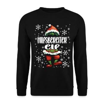 Weihnachtsoutfit Hilfsbereiter Elf - Unisex Pullover - Schwarz - Vorne - Alina (178cm) & Michal (187cm)