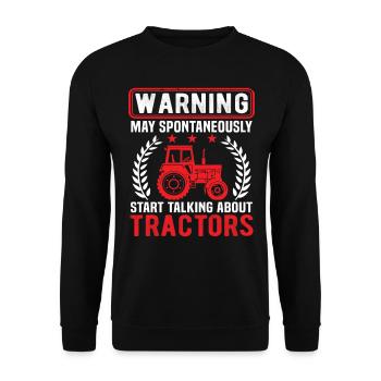 Warnung kann spontan von Traktoren sprechen - Unisex Pullover - Schwarz - Vorne - Alina (178cm) & Michal (187cm)